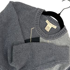 Geoffrey Beene Blue Argyle Ivy League Preppy Diamond-Cross Cotton Sweater L